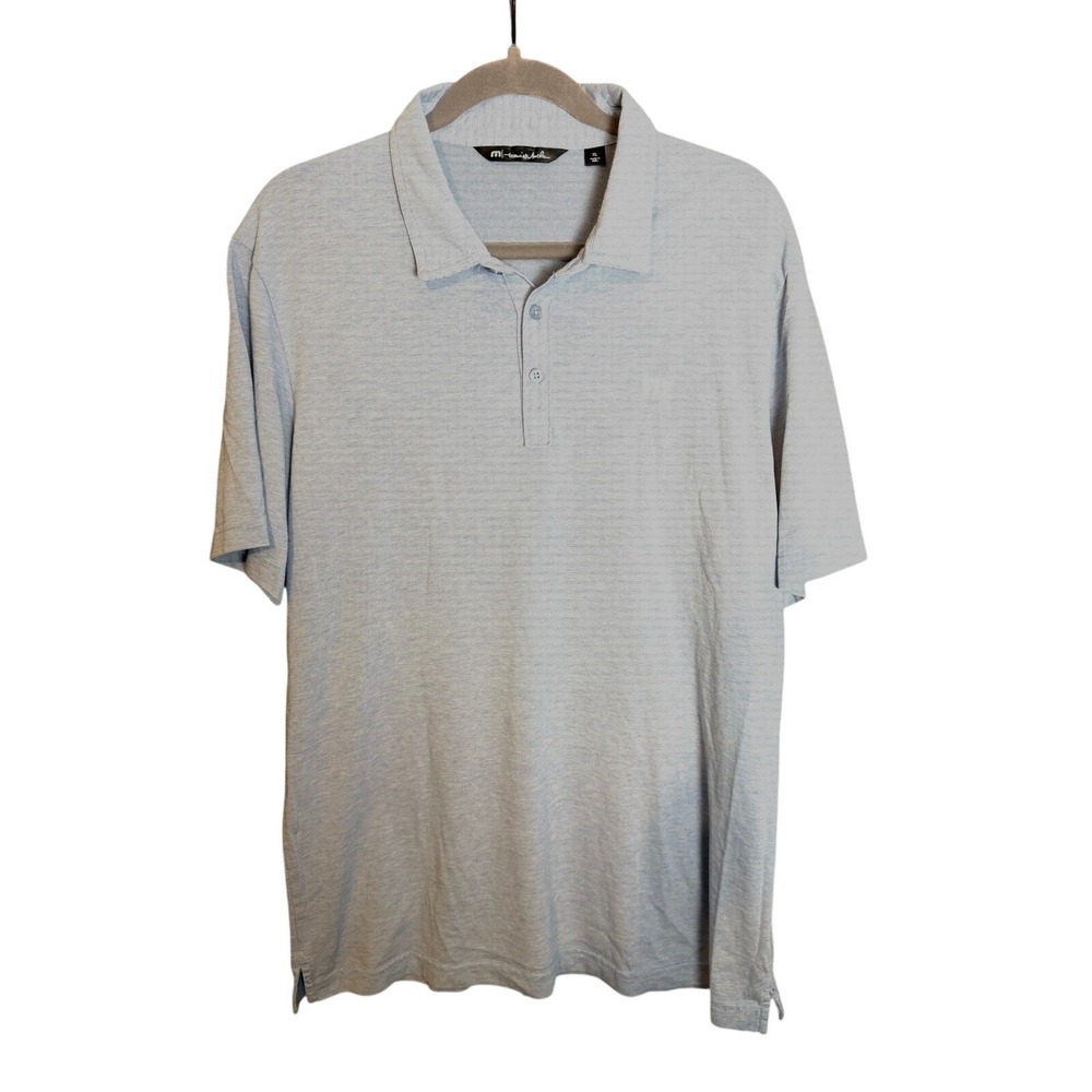 TravisMathew‎ Polo Shirt XL Light Blue Heathered S/S Coastal Golf Top Casual